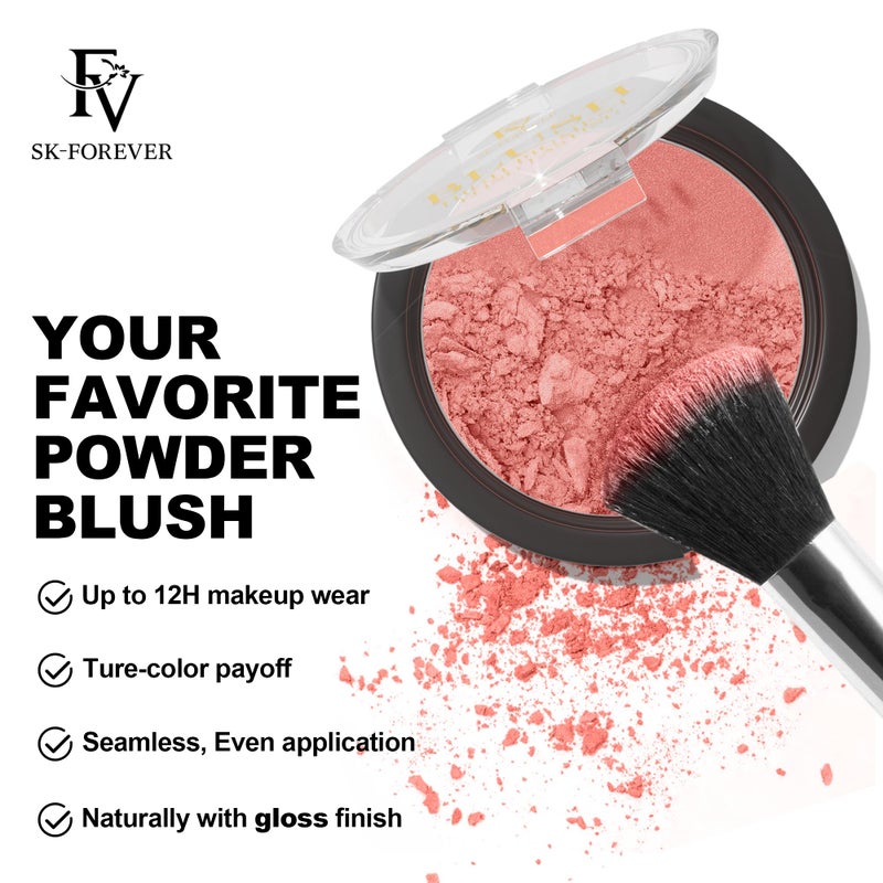 FV Long Lasting Powder Blush - Lightweight Smooth & Blendable Cheek Makeup, High Buildable Color, Transfer-Resistant Shimmer Finish (Rose Shimmer, 0.17 OZ) - Image 3